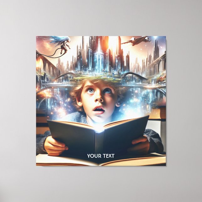 Impressão Em Tela Fantasy Cute Boy City Book (Frente)