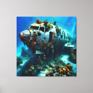 Impressão Em Tela Fantasy Cute Broken Airplane Ocean