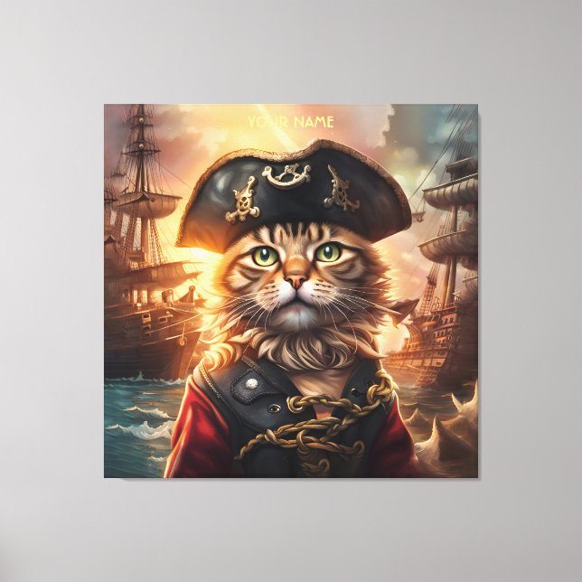 Impressão Em Tela Fantasy Cute Cat Pirate Hat (Frente)