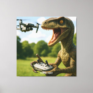 Impressão Em Tela Fantasy Cute Dinossaur Drone Forest