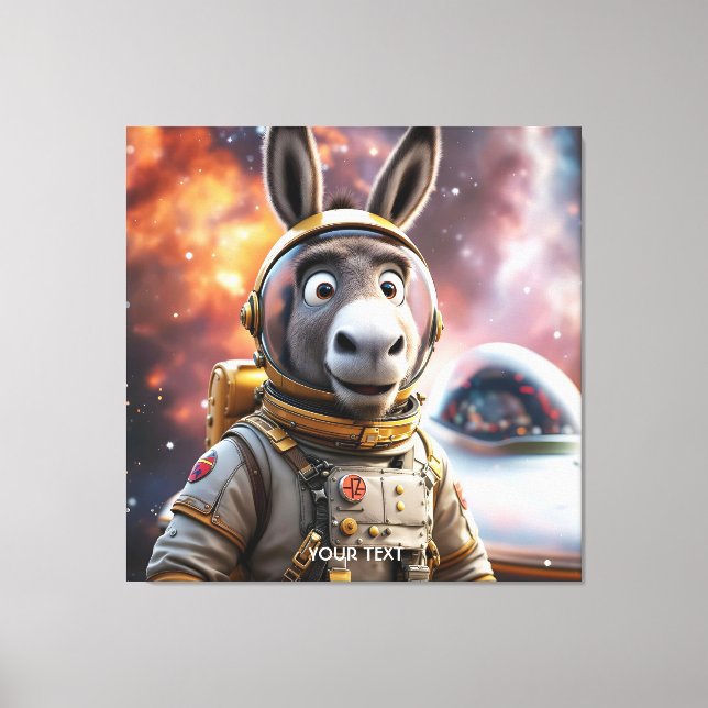 Impressão Em Tela Fantasy Cute Donkey Astronauta Space (Frente)