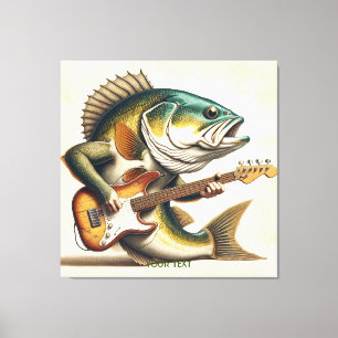 Impressão Em Tela Fantasy Cute Fish Eletro Guitar