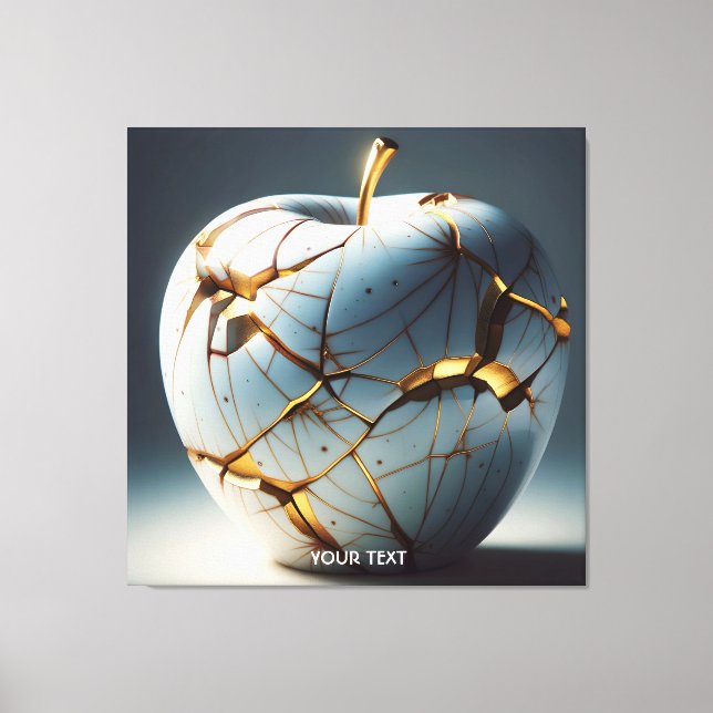 Impressão Em Tela Fantasy Cute Kintsugi Porcelain Apple (Frente)