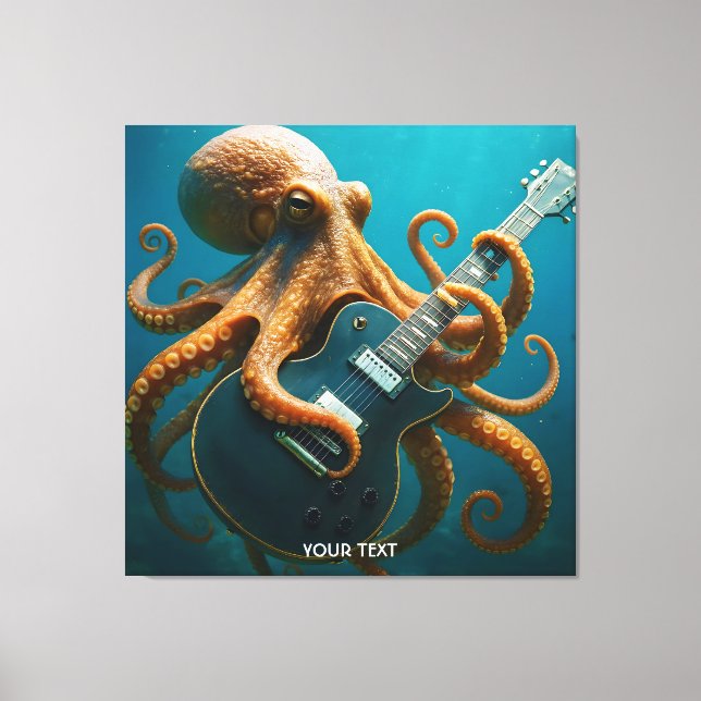 Impressão Em Tela Fantasy Cute Octopus Tocando Violão (Frente)