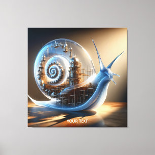 Impressão Em Tela Fantasy Cute Snail Steampunk Cidade