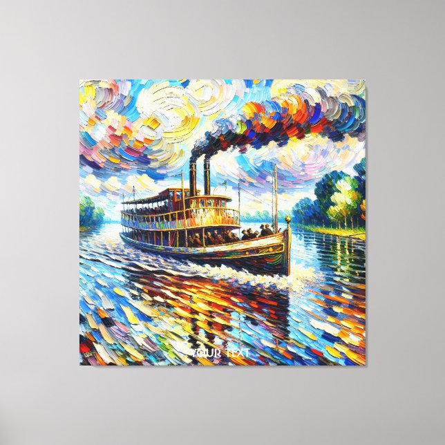 Impressão Em Tela Fantasy Cute Steam Boat Ship (Frente)