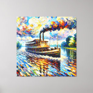 Impressão Em Tela Fantasy Cute Steam Boat Ship