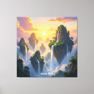 Impressão Em Tela Fantasy Cute Sunset Islands Waterfall