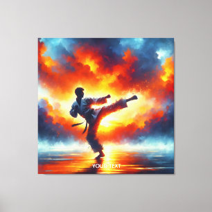 Impressão Em Tela Fantasy Cute Sunset Karate Fighter