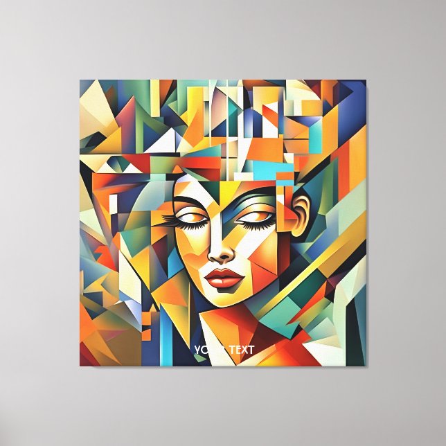 Impressão Em Tela Fantasy Cute Vivid Abstrato Cubist Mulher Cubista (Frente)