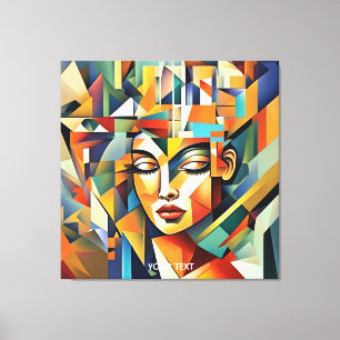 Impressão Em Tela Fantasy Cute Vivid Abstrato Cubist Mulher Cubista