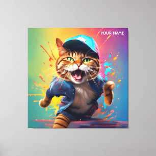Impressão Em Tela Fantasy Gato Bonito Dançando pop