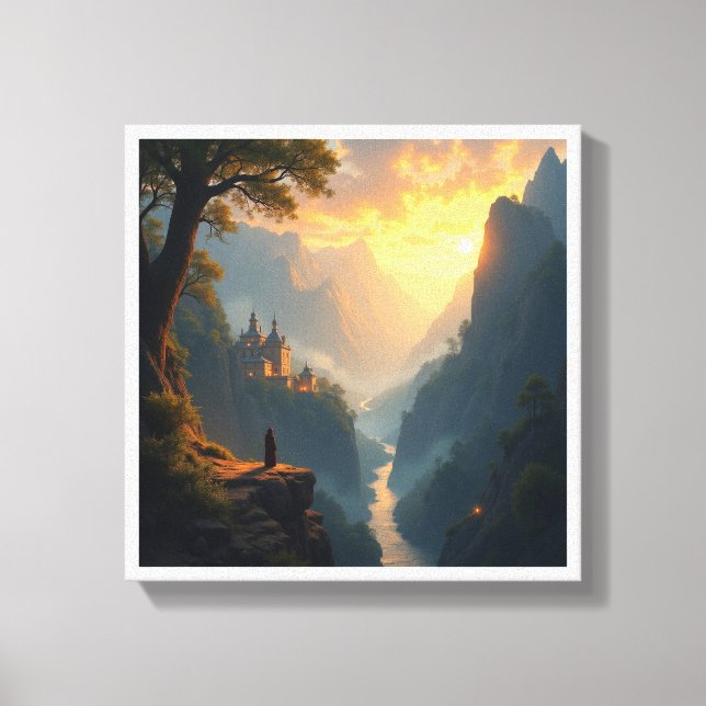Impressão Em Tela Fantasy Landscape Digital Wall Paintings (Frente)