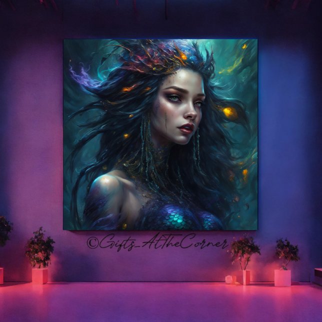 Impressão Em Tela Fantasy Linda Sereia Princesa Violet (Criador carregado)
