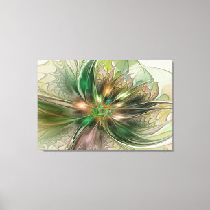 Impressão Em Tela Fantasy Moderna Abstrato, Flor Fractal Colorida