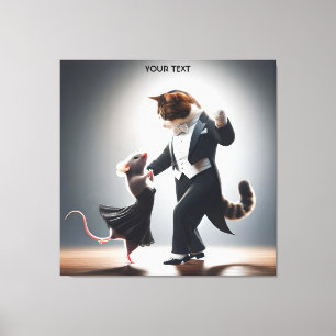 Impressão Em Tela Fantasy - Rato de gato bonito Tango