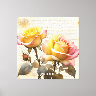 Impressão Em Tela Fantasy - Rosas - Letras Cutas