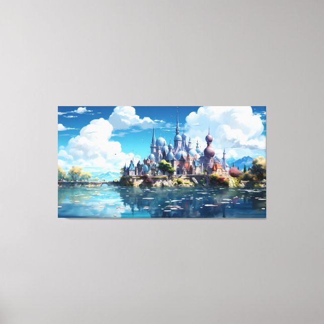 Impressão Em Tela Fantasy Seaside Kingdom (Frente)