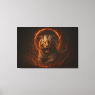 Impressão Em Tela Fantasy White Tiger – Mystic Aura Series | ManJian
