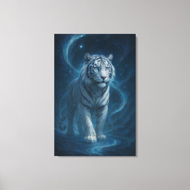 Impressão Em Tela Fantasy White Tiger – Mystic Aura Series | ManJian (Frente)