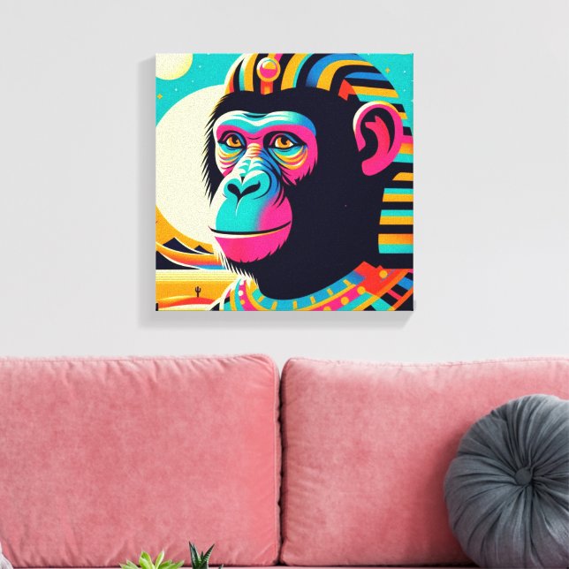 Impressão Em Tela Faraó Chimpanzé Tut 4 (Insitu(Sala de estar))