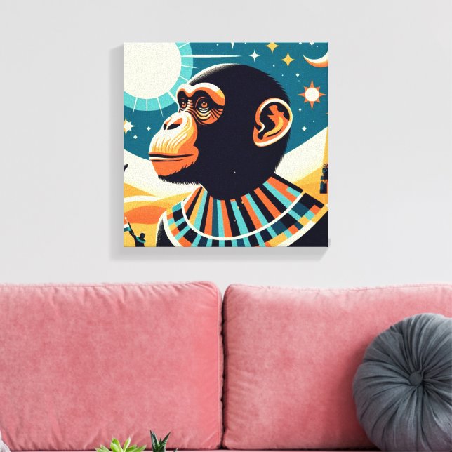 Impressão Em Tela Faraó Chimpanzé Tut 5 (Insitu(Sala de estar))