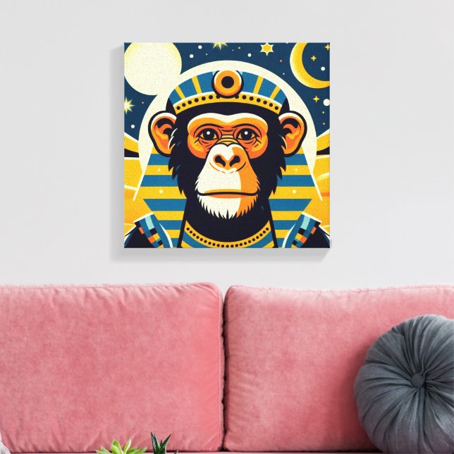 Impressão Em Tela Faraó Chimpanzé Tut 7 (Insitu(Sala de estar))