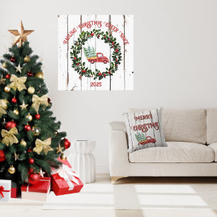 Impressão Em Tela Farmhouse Russo - Caminhão Vermelho de Madeira em 