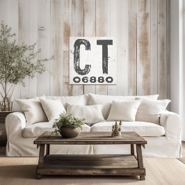 Impressão Em Tela Farmhouse Rustic State Zip Code Connecticut