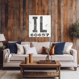 Impressão Em Tela Farmhouse Rustic State Zip Code Illinois