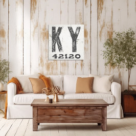 Impressão Em Tela Farmhouse Rustic State Zip Code Kentucky