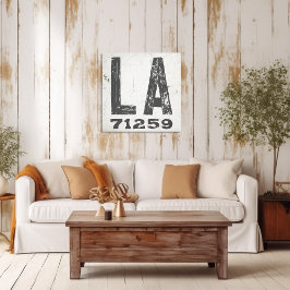 Impressão Em Tela Farmhouse Rustic State Zip Code Louisiana