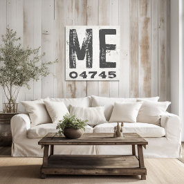 Impressão Em Tela Farmhouse Rustic State Zip Code Maine