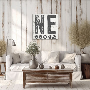 Impressão Em Tela Farmhouse Rustic State Zip Code Nebraska