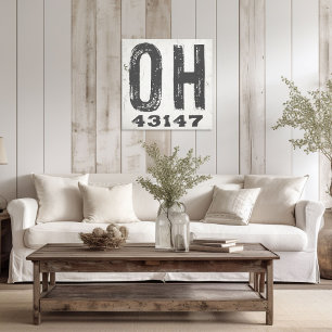 Impressão Em Tela Farmhouse Rustic State Zip Code Ohio
