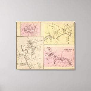 Impressão Em Tela Farmington, Gorham, Yarmouth, mapa de Bridgton