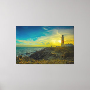 Impressão Em Tela Farol Ao pôr do sol