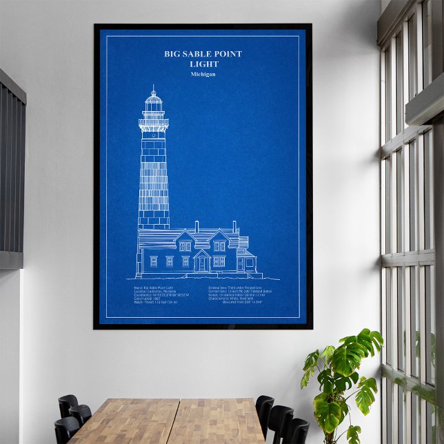 Impressão Em Tela Farol Big Sable Point - Michigan - AD (Big Sable Point Lighthouse - Michigan – AD. Canvas Print)
