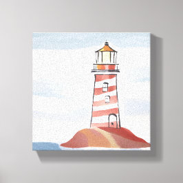 Impressão Em Tela Farol Clássico | Aquarela de Água Costeira do Ocea