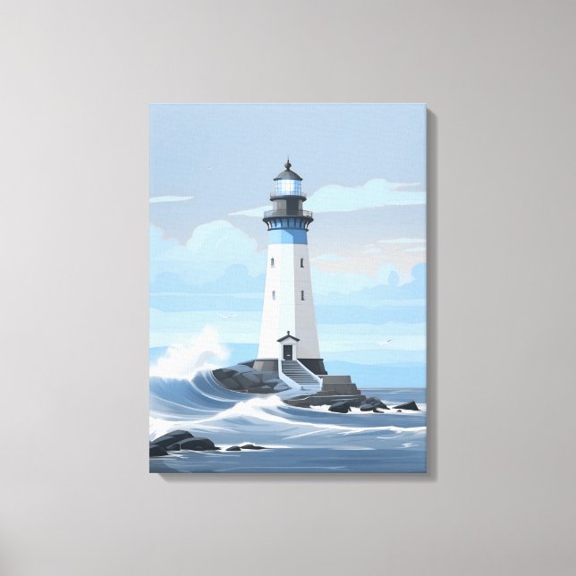 Impressão Em Tela Farol colorido no oceano (Frente)