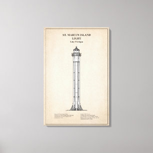 Impressão Em Tela Farol da Ilha de St. Martin - Michigan - SBD