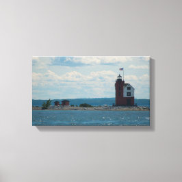 Impressão Em Tela Farol da Ilha Round, Ilha Mackinac, Michigan