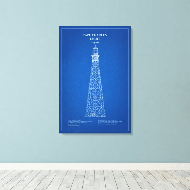 Impressão Em Tela Farol de Cape Charles - Virgínia - AD (Insitu(piso de madeira))