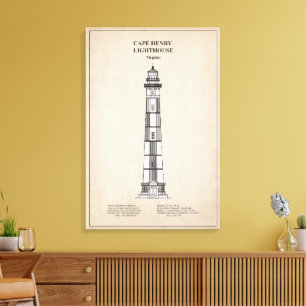 Impressão Em Tela Farol de Cape Henry - Virgínia - SBD