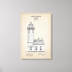 Impressão Em Tela Farol de Point Wilson - Washington - SBD