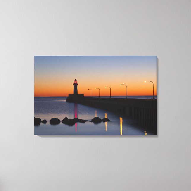 Impressão Em Tela Farol do píer norte em Duluth, Minnesota, (Frente)