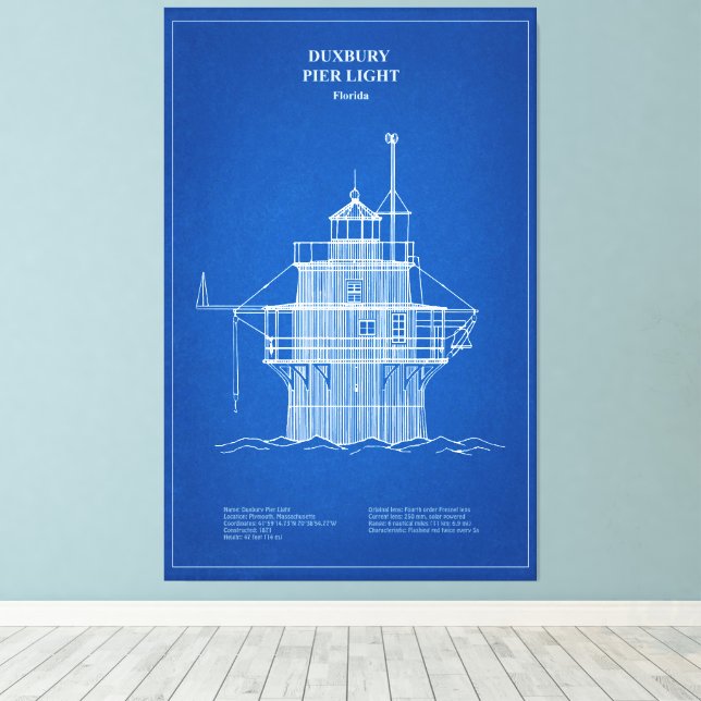 Impressão Em Tela Farol Duxbury Pier Light - Massachusetts - AD (Insitu(piso de madeira))