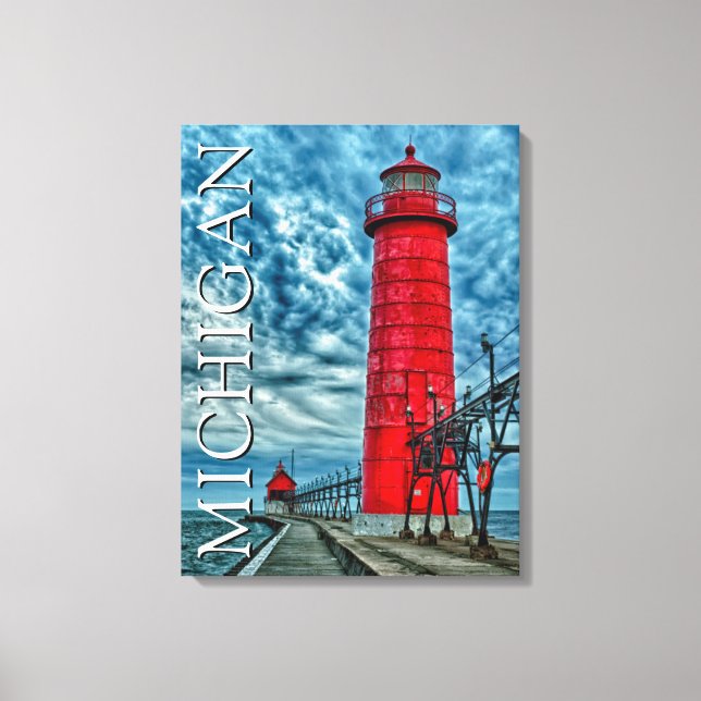 Impressão Em Tela Farol Grand Haven | Michigan (Frente)