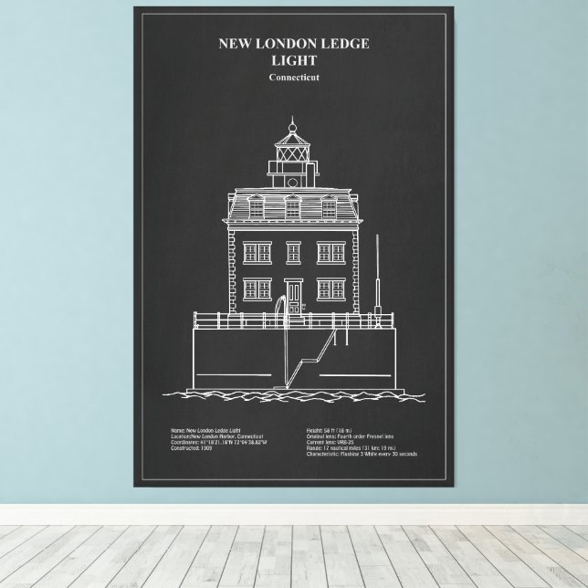 Impressão Em Tela Farol New London Ledge - Connecticut – PD (Insitu(piso de madeira))