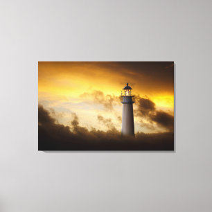 Impressão Em Tela Farol que incandesce sob o céu dramático